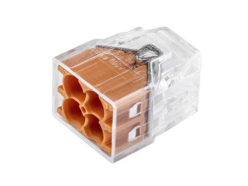 GH0773 4 Pin Push In Connector, Non-Twist Connector for Solid, Stranded, and Tin Bonded Wire