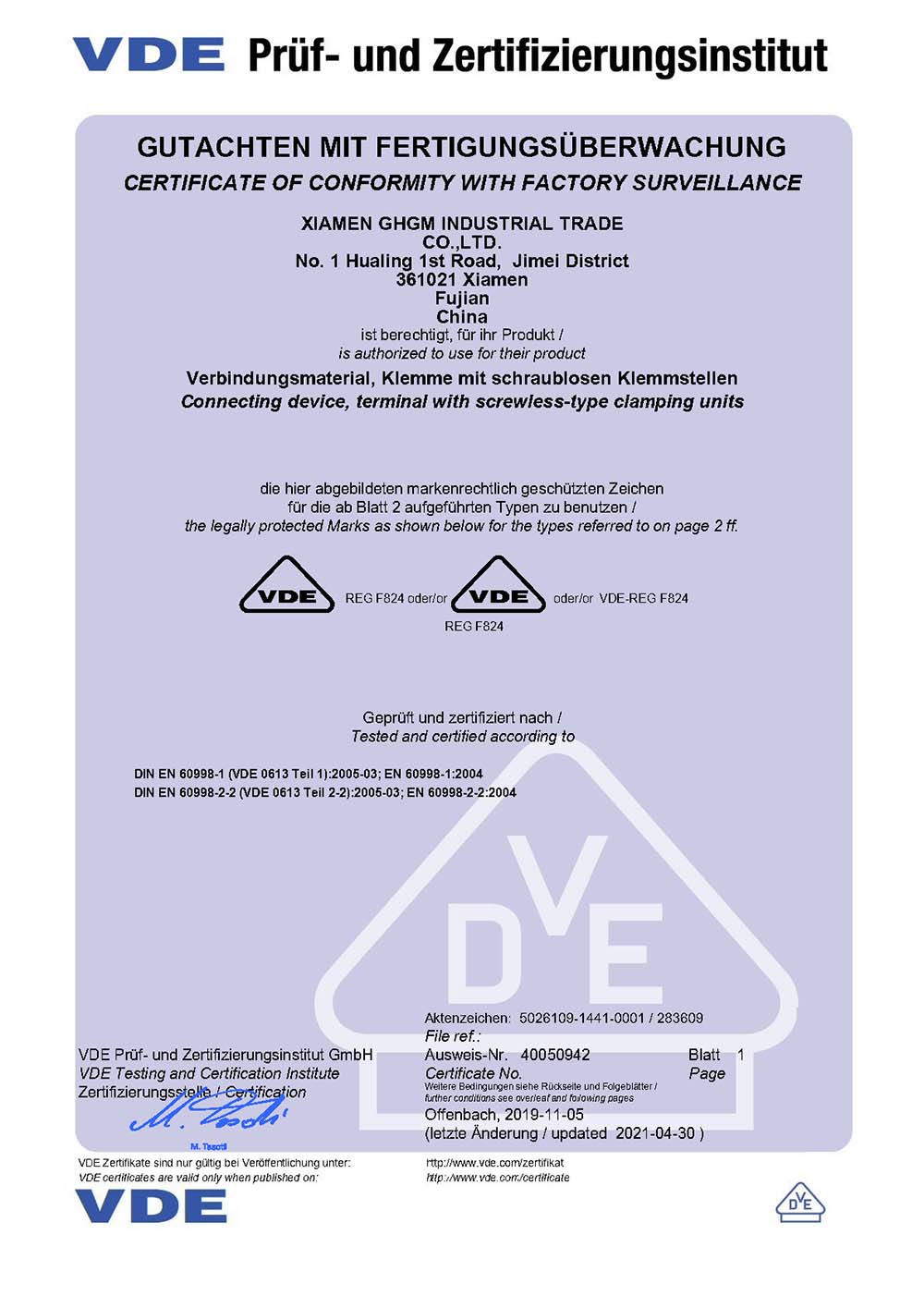 Certificat VDE